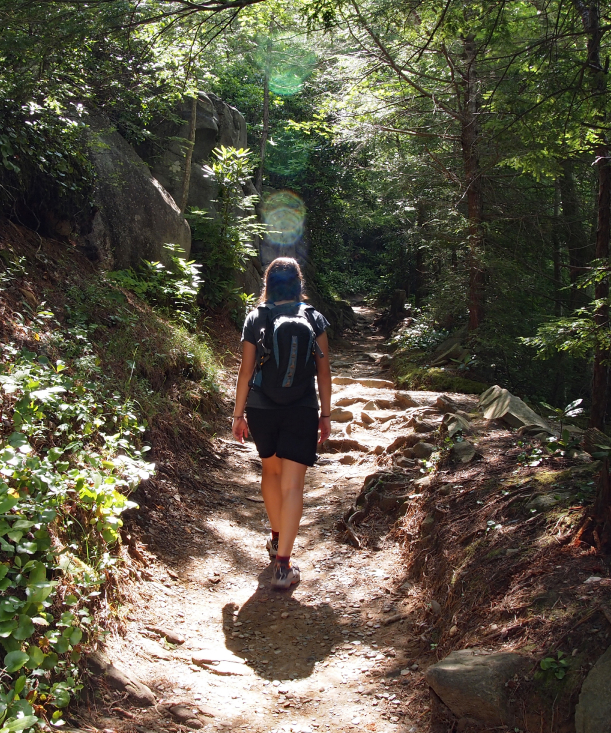 person hiking in the smokies