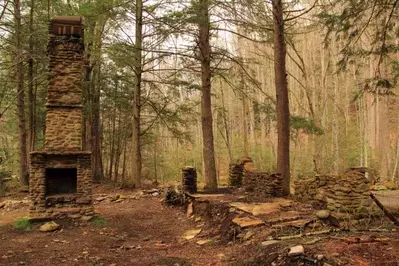 old stone walls and chimneys in Elkmont