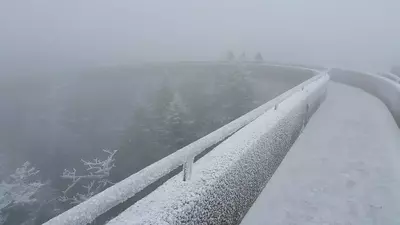 clingmans dome path covered in frost in winter