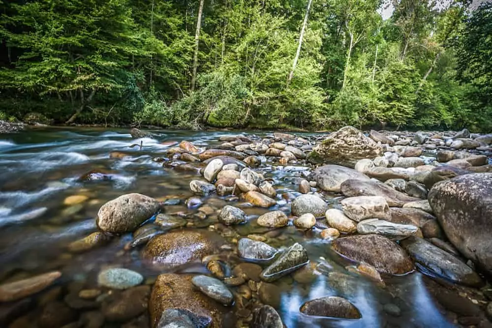 metcalf bottoms river in the smoky mountains