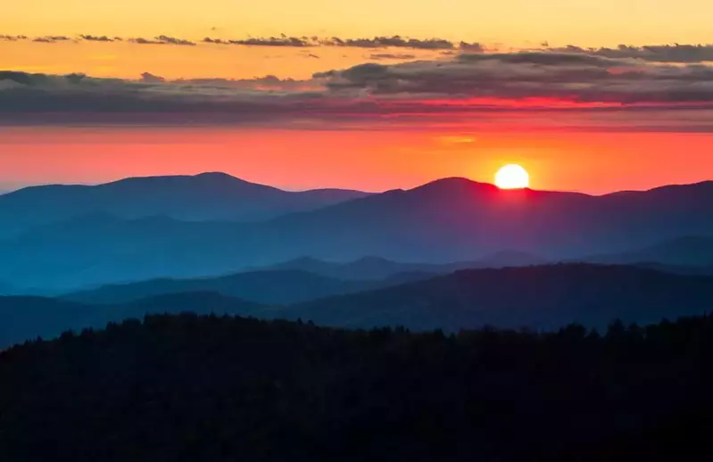 Smoky mountain sunset