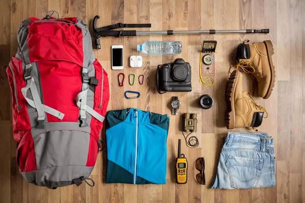 hiking equipment on the floor