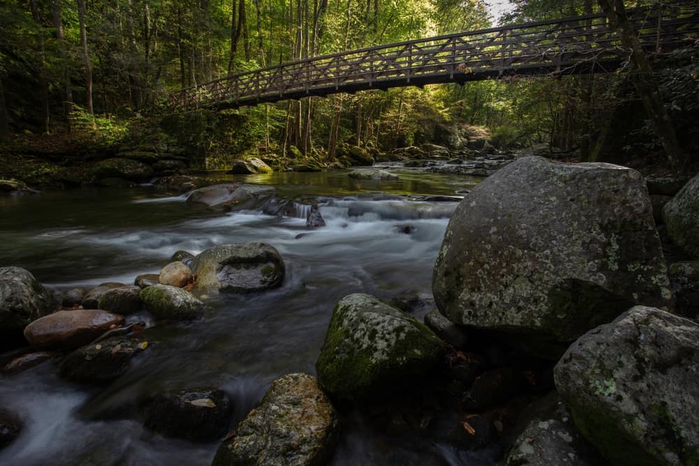 bridge crossing Big Creek in the Smoky Mountains