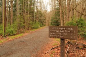 Little River Trail marker in Elkmont