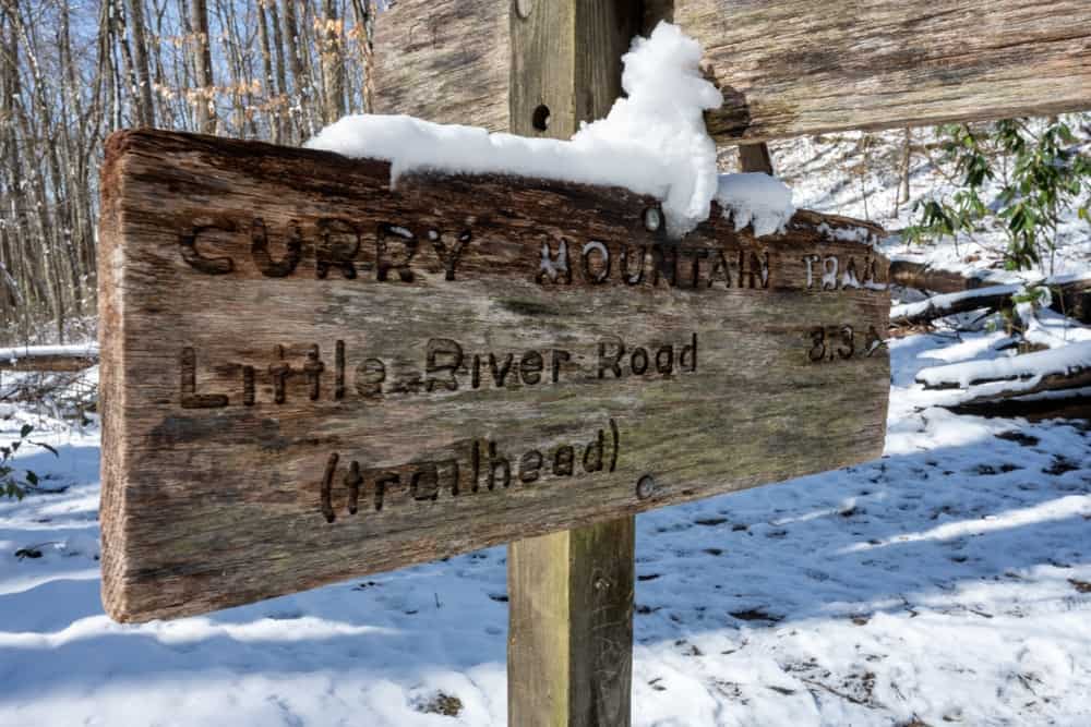 curry mountain trail sign